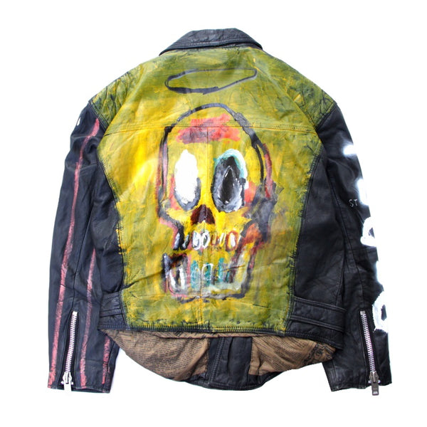Hand Painted Leather Jacket (BLK×YLW)