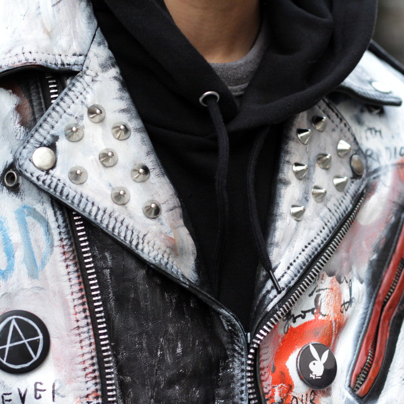 Hand Painted Leather Jacket (BLK×WHT)