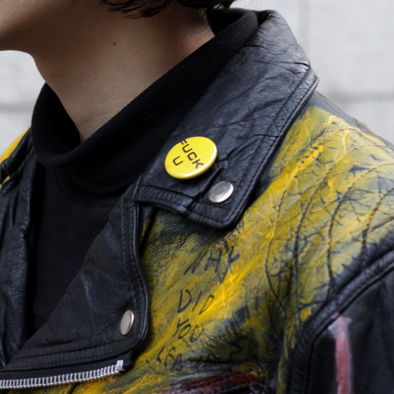 Hand Painted Leather Jacket (BLK×YLW)