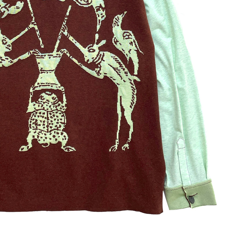 RABBIT STONE RELIEF KNIT SHIRTS (WT-02-SS23) Lime×Brown